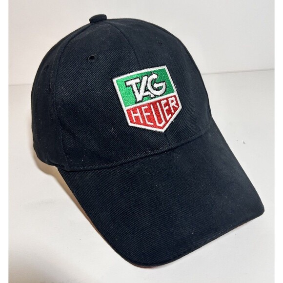 TAG HEUER Logo Adjustable Strapback hat Black 100 Cotton cap - Picture 1 of 8